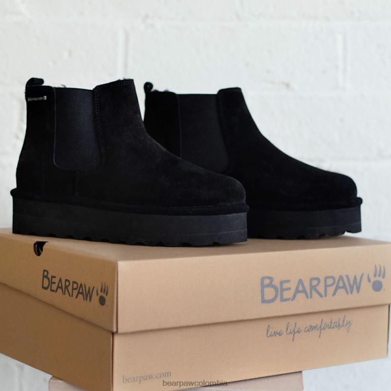 BEARPAW 8B2H13 botas negro mujer retro dibujó