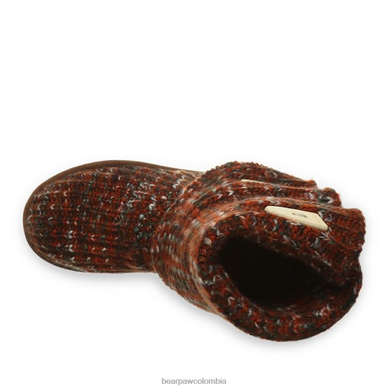 BEARPAW 8B2H175 botas rojizo mujer tejer alto