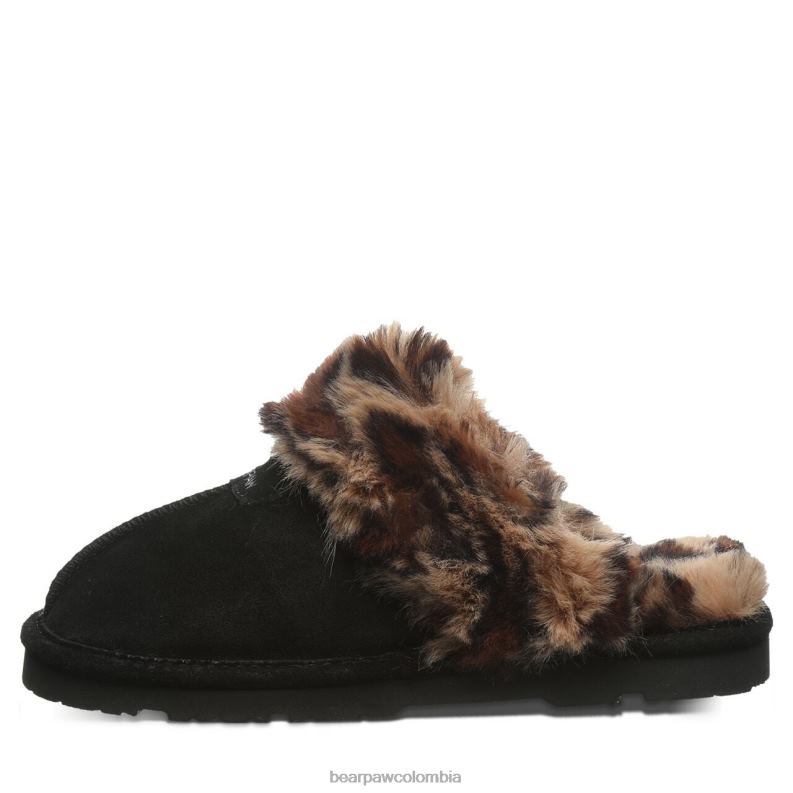 BEARPAW 8B2H304 zapatillas negro/piel de leopardo mujer loki