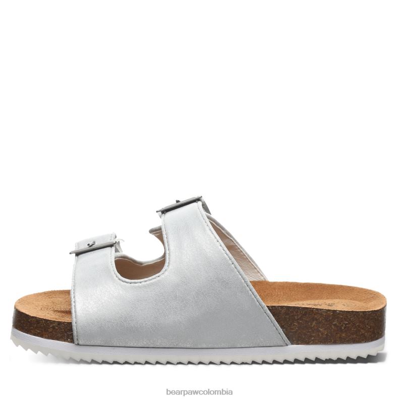 BEARPAW 8B2H625 sandalias blanco metalizado niños juventud de brooklyn