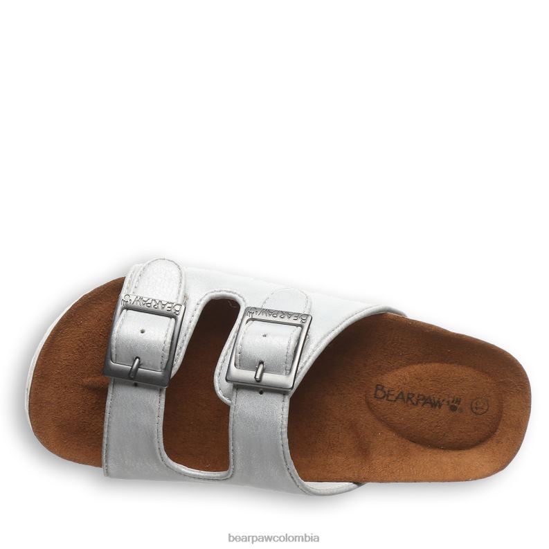 BEARPAW 8B2H625 sandalias blanco metalizado niños juventud de brooklyn