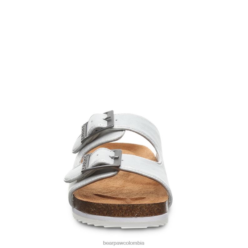 BEARPAW 8B2H625 sandalias blanco metalizado niños juventud de brooklyn