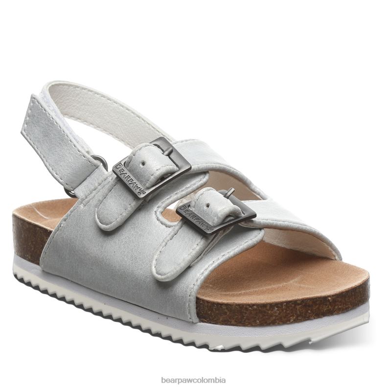 BEARPAW 8B2H626 sandalias blanco metalizado niños niño de brooklyn